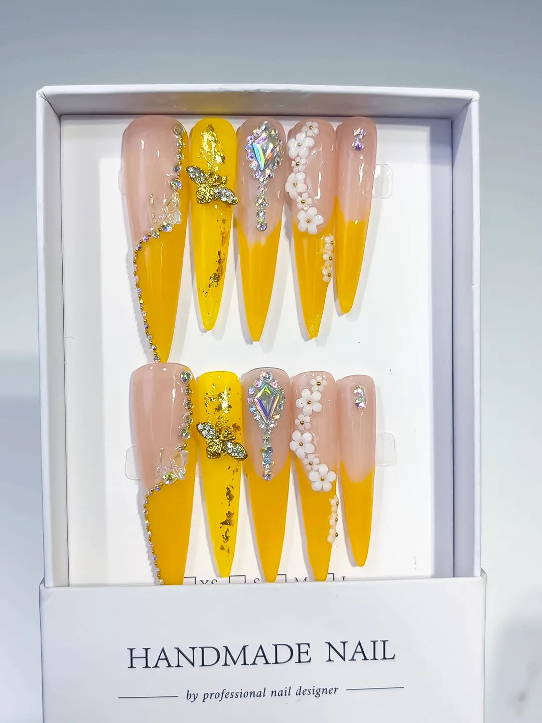 Yellow Solid color press on nails full set view