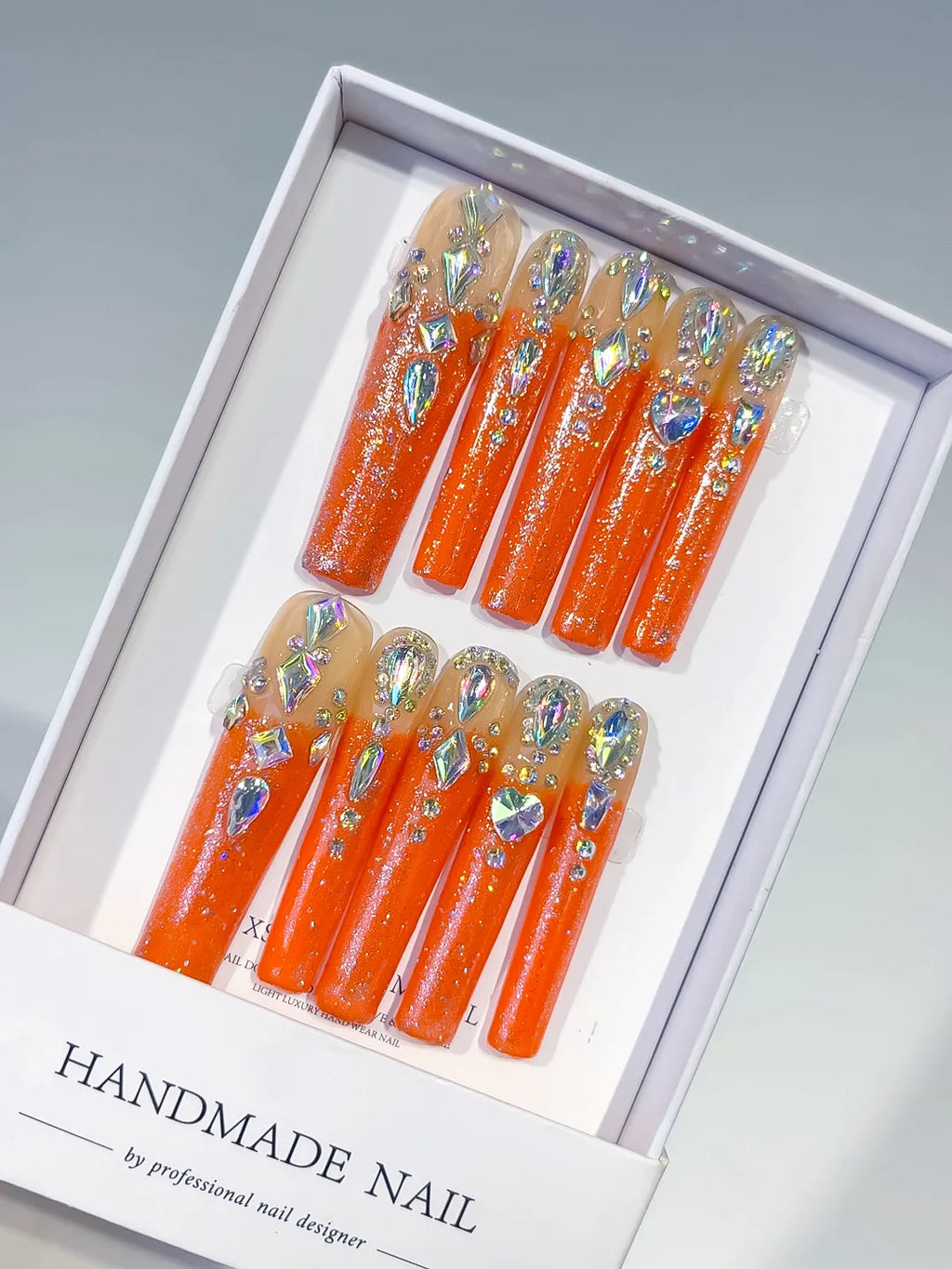 Orange Solid color press on nails