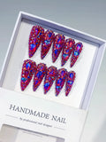 Purple Silver Glitter Rhinestone press on nails