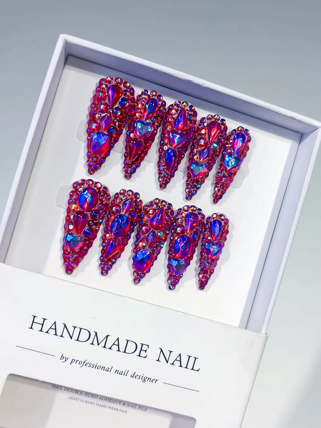 Purple Silver Glitter Rhinestone press on nails