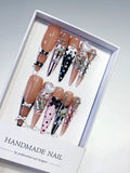 Nude Silver Black Solid color Rhinestone Crystal Cluster press on nails