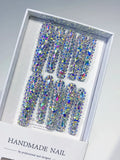 Silver Multicolor Solid color Rhinestone Crystal Cluster press on nails