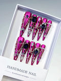 Purple Silver Black Metallic Pearl Rhinestone Chain Crystal Cluster press on nails