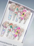 White Pink Yellow Green Silver Multicolor Abstract Flower Rose Mushroom Pearl Glitter 3D press on nails