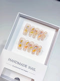 Nude Gold Multicolor Abstract Glitter Foil press on nails