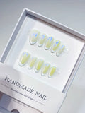 handmade press on nails short almond white french with subtle glow 