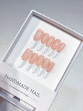 handmade press on nails, full set long stiletto pink and white French tips