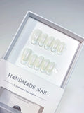 White Solid color Aurora Sheen press on nails