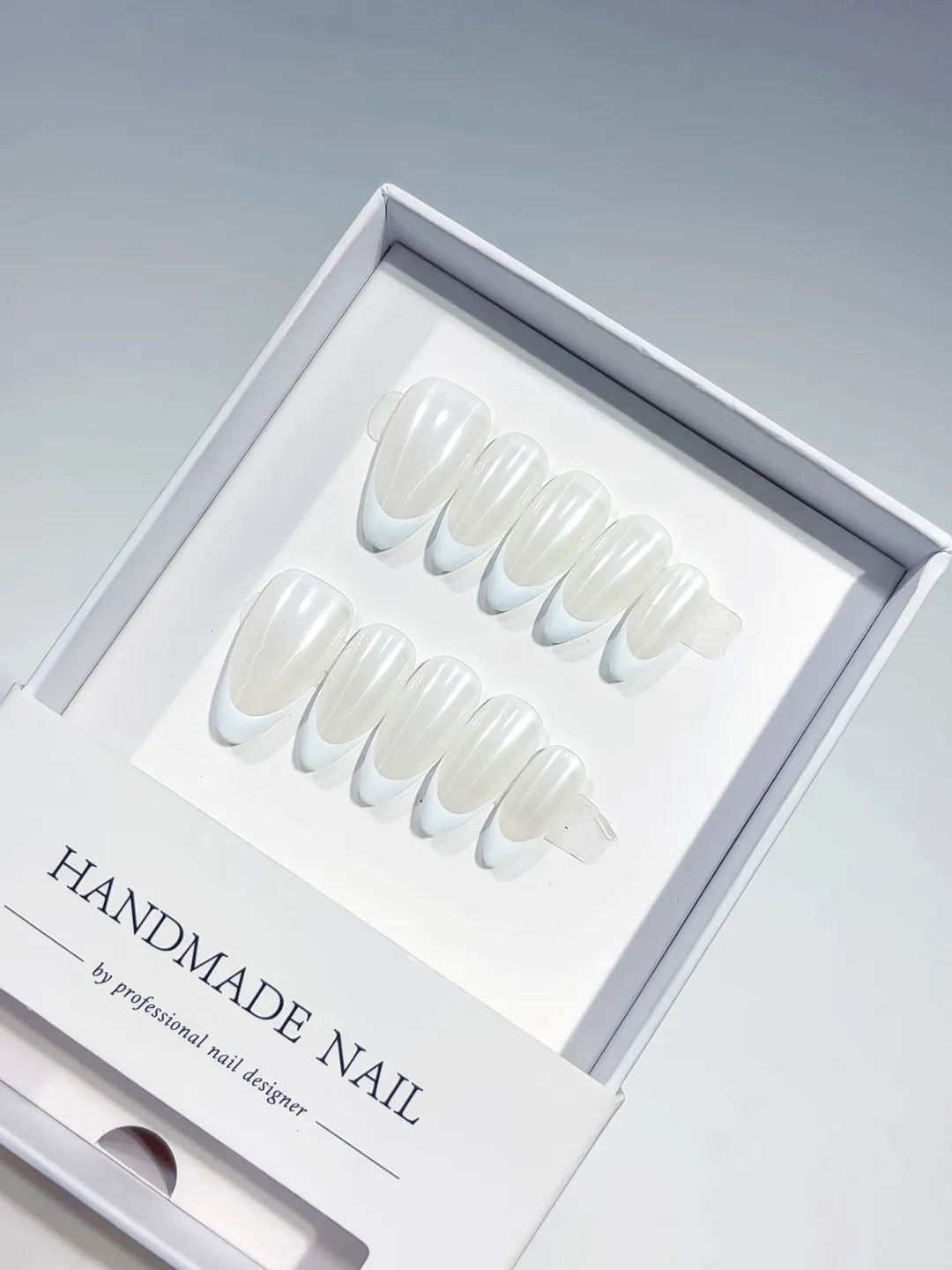 White French tip Pearl Sheen press on nails