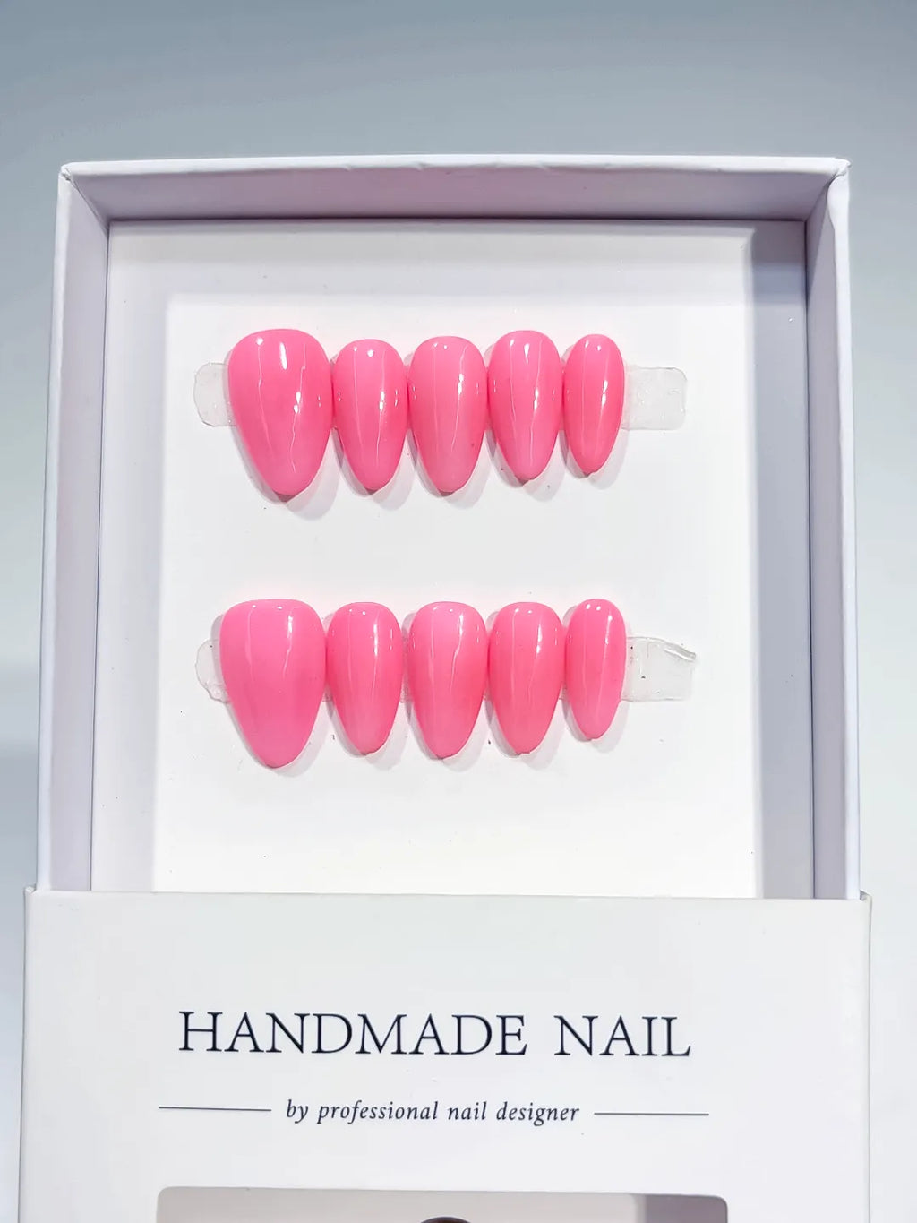 Pink Solid color press on nails full set view