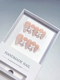 Nude White Pink French tip Bow Lace press on nails