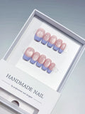 Pink Purple French tip Pearl Sheen press on nails