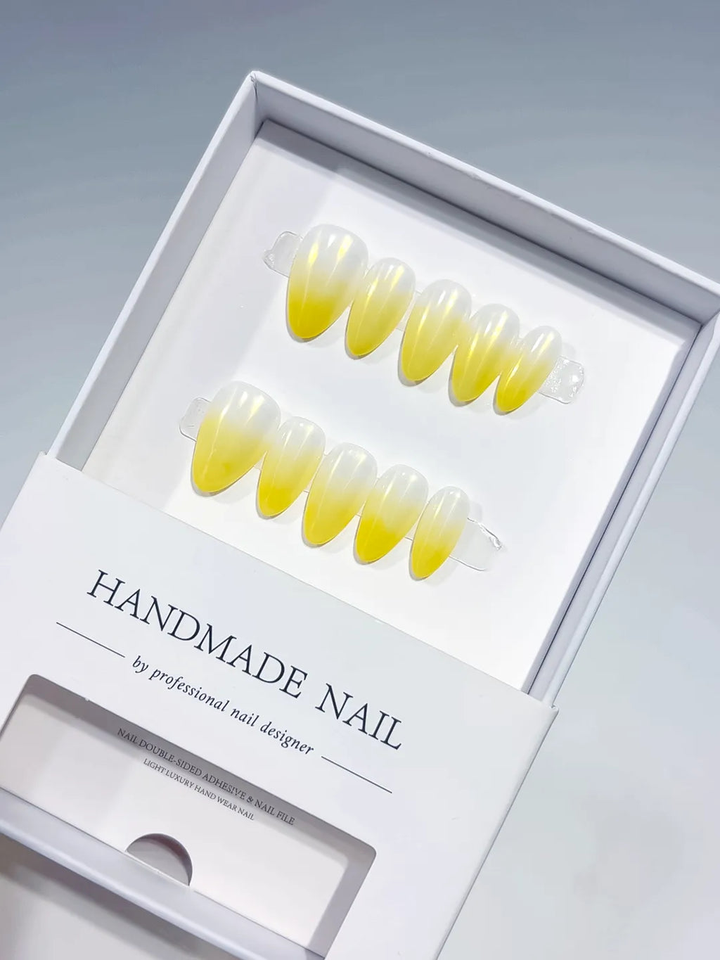 White Yellow Ombre press on nails