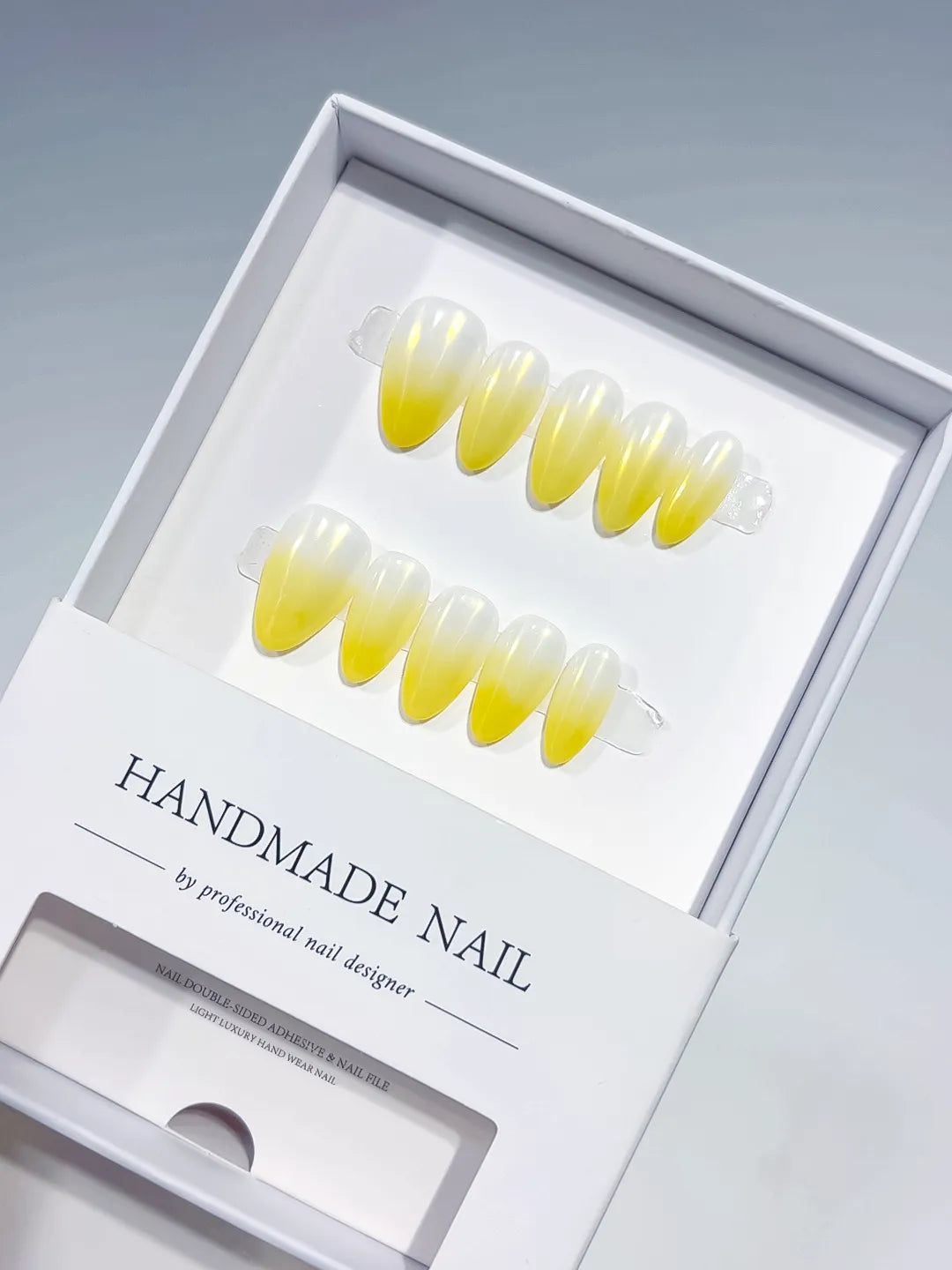 White Yellow Ombre press on nails