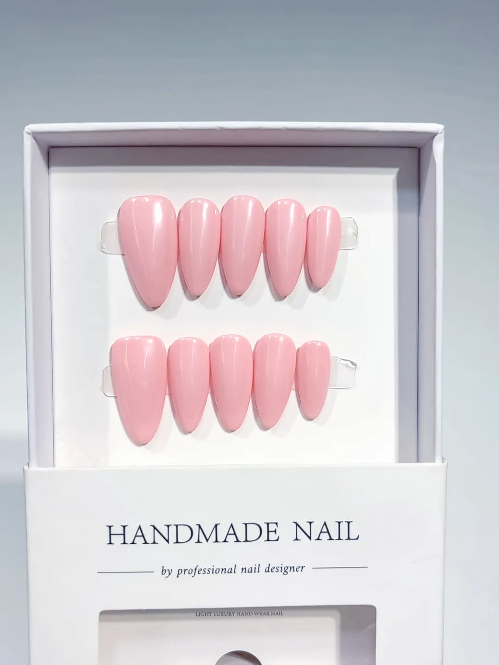 Pink Solid color press on nails angled view