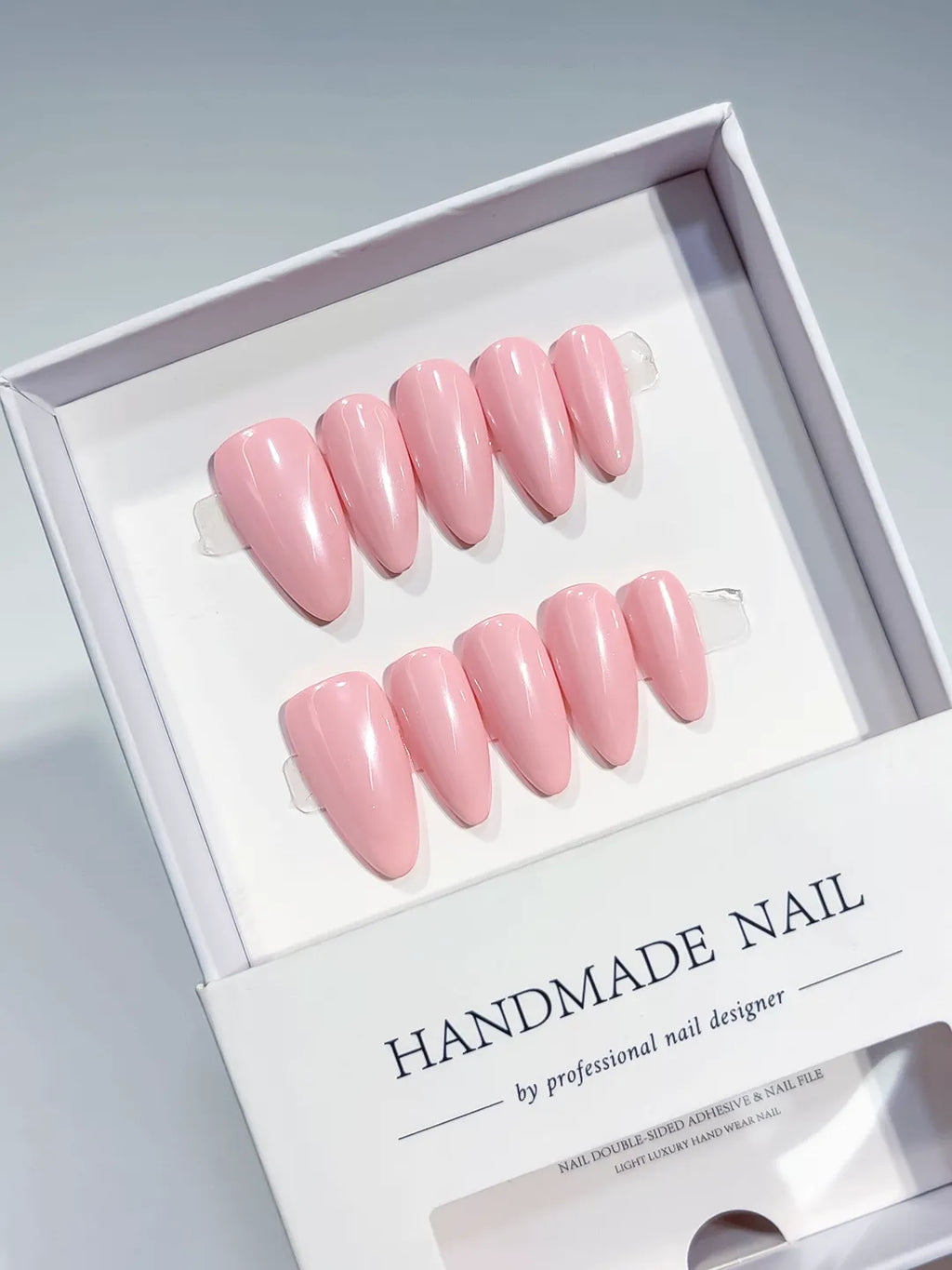 Pink Solid color press on nails full set view