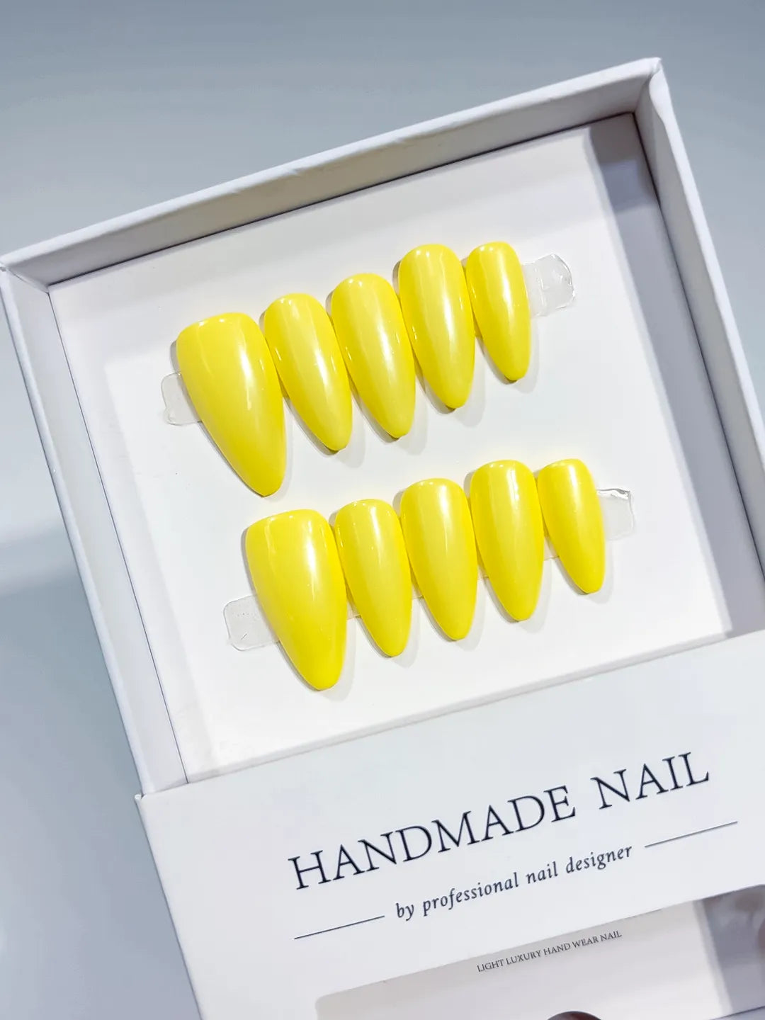 Yellow Solid color press on nails full set view
