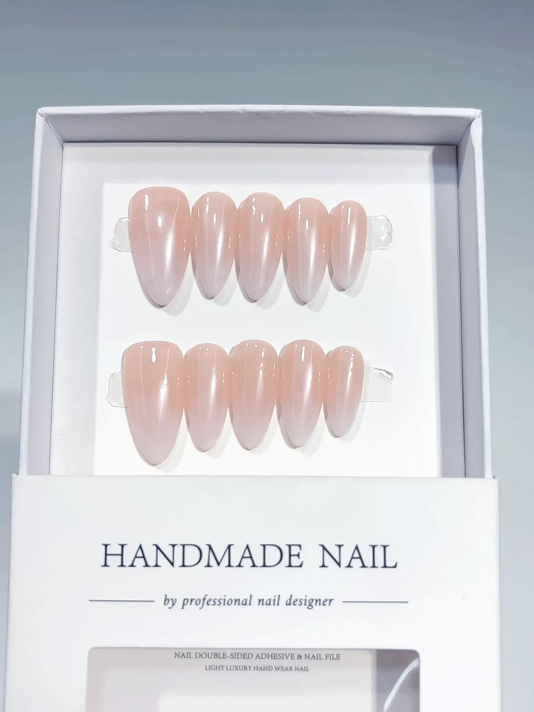 Nude Solid color press on nails angled view