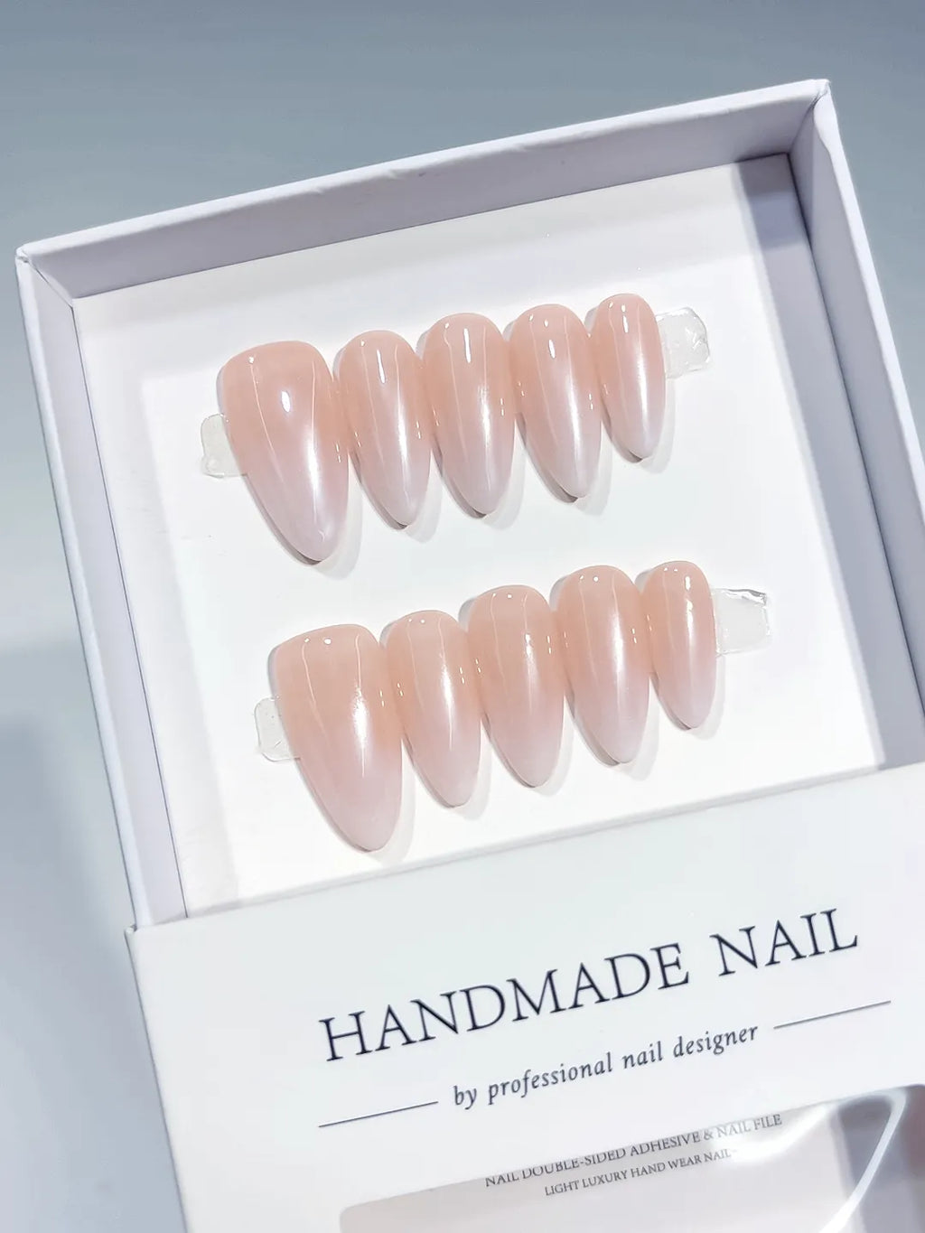 Nude Solid color press on nails full set view