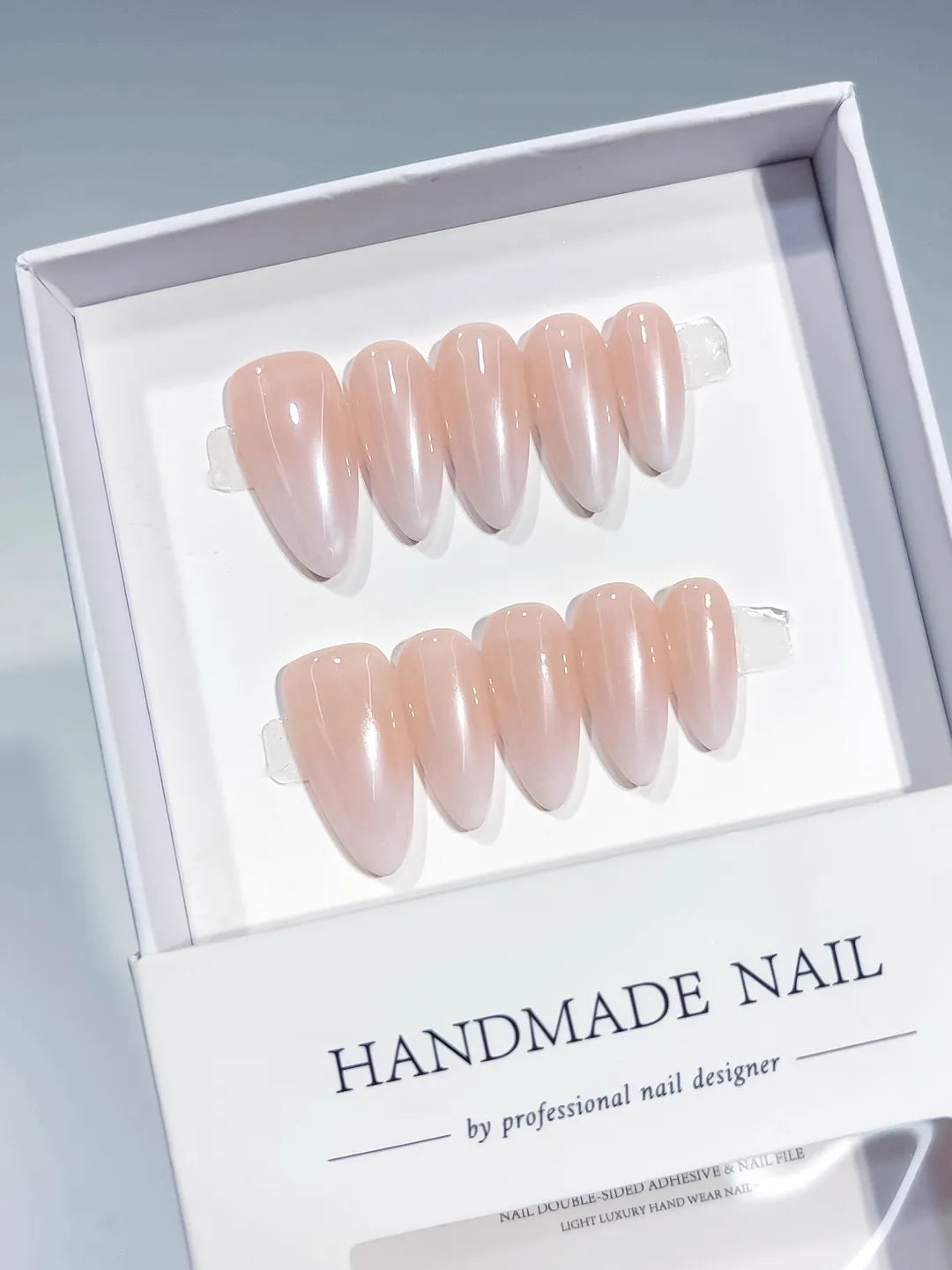 Nude Solid color press on nails full set view