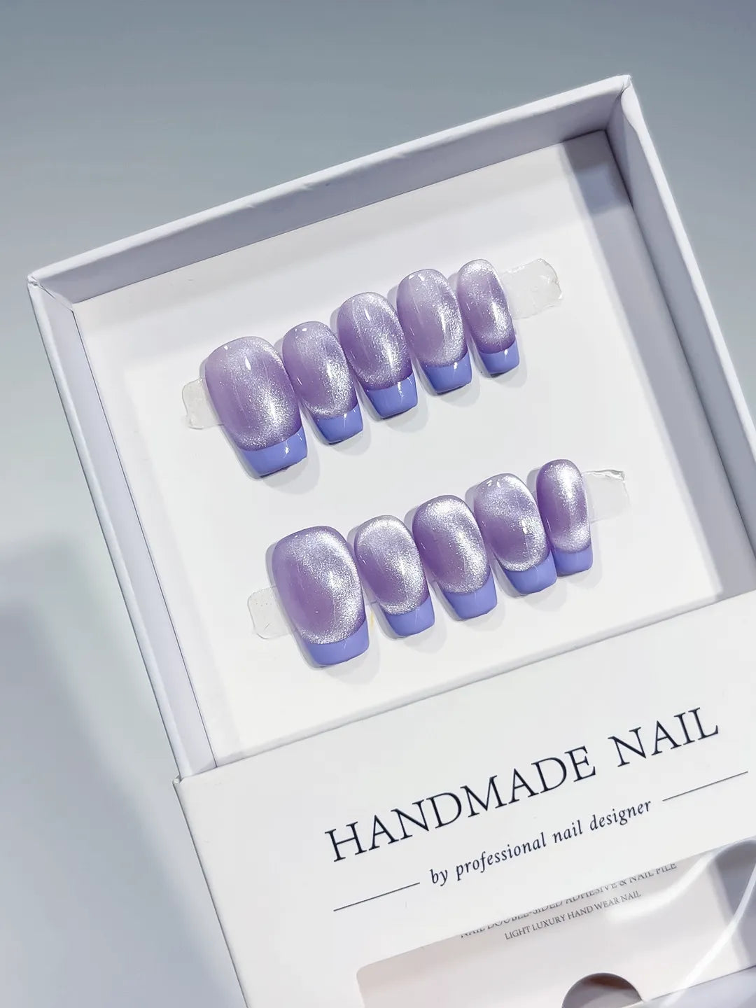Purple Metallic press on nails full set view