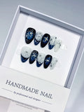 handmade press on nails full set with luxury swirl design