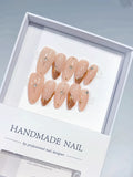 Nude Gold Metallic Star Rhinestone press on nails