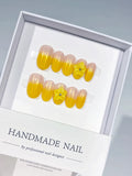 Nude Yellow Ombre Flower press on nails