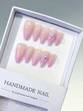 Pink Nude Ombre Flower press on nails