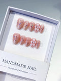 Pink Silver Glitter Flower Confetti press on nails
