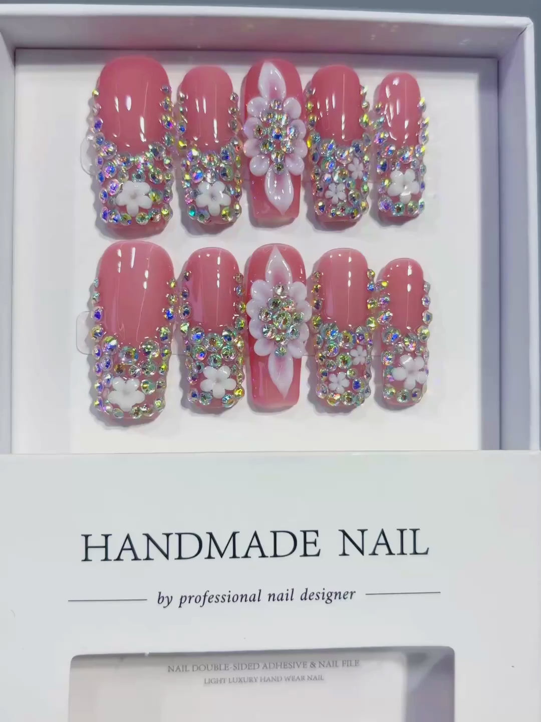 Pink Silver Multicolor Glitter press on nails video
