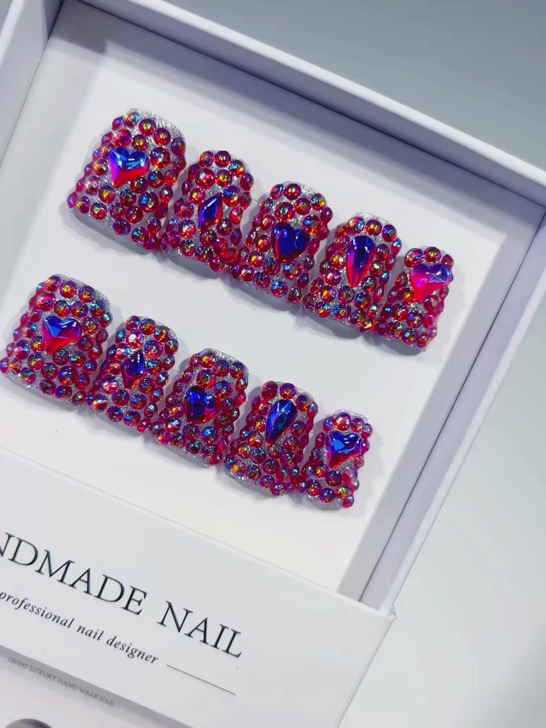 Pink Multicolor Glitter press on nails video