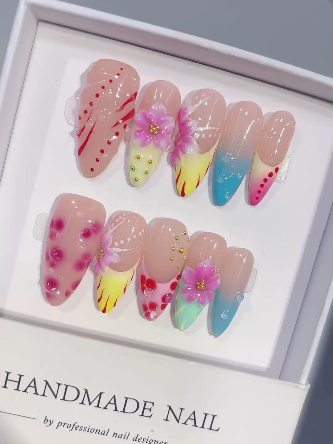 K052 - Medium Nude Pink Oval Pastel Ombre Polka Dot Flowers - product video 1