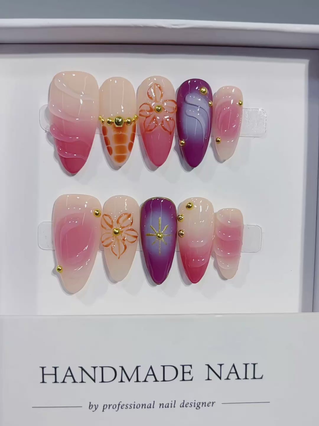 D644 - Medium Burgundy Almond Aura Marble 3D Flowers - product video 2