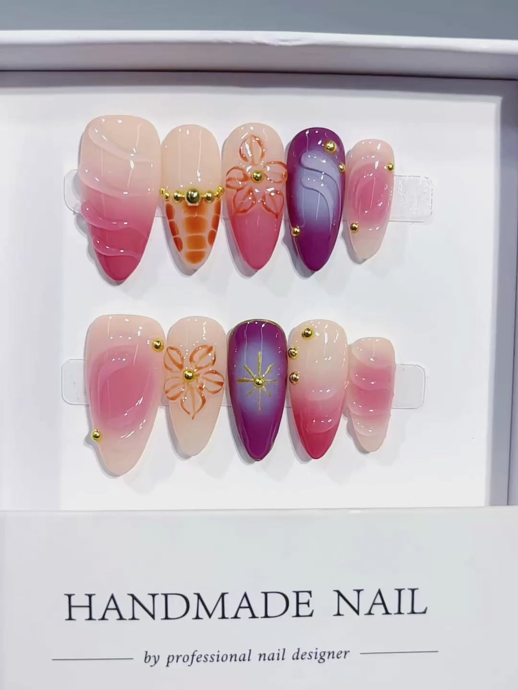 D644 - Medium Burgundy Almond Aura Marble 3D Flowers - product video 1