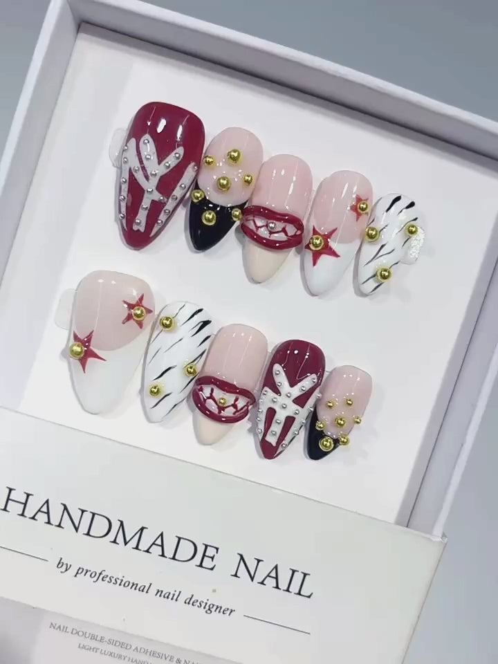 D665 - Medium Burgundy Nude Almond Y2K 3D Lips Charms - product video 1