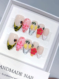D678 - Medium Multicolor Almond Lemon 3D Flowers Animal Print - view 1