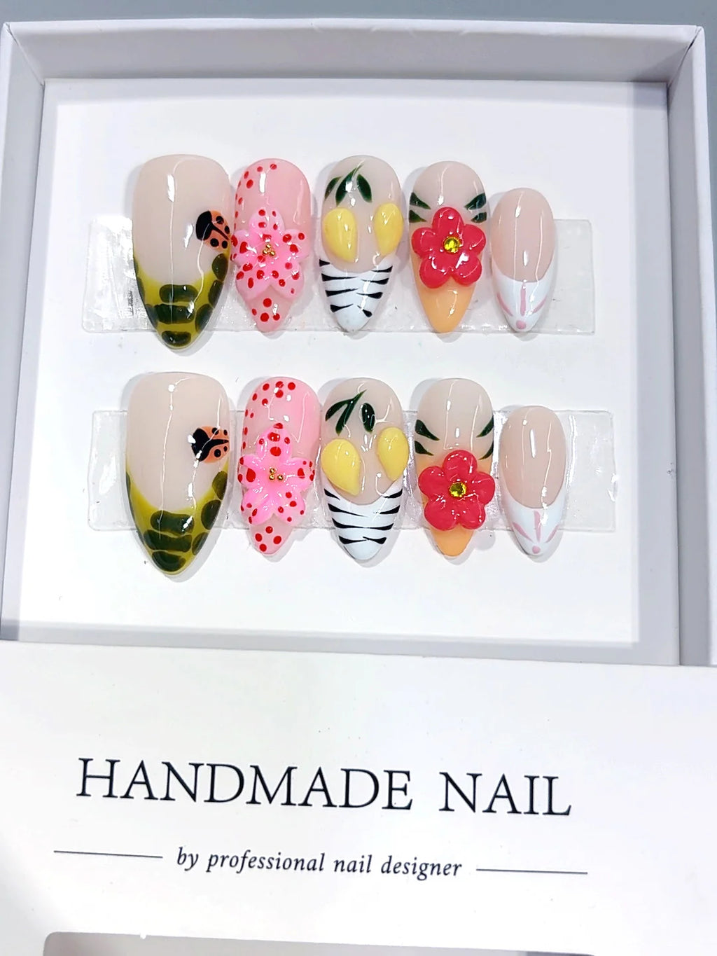 D678 - Medium Multicolor Almond Lemon 3D Flowers Animal Print - view 2