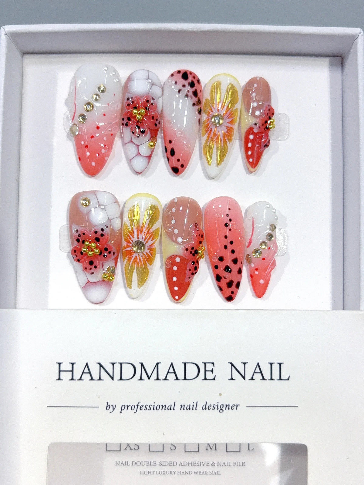 K047 - Medium Coral Multicolor Oval Polka Dot Floral - view 2