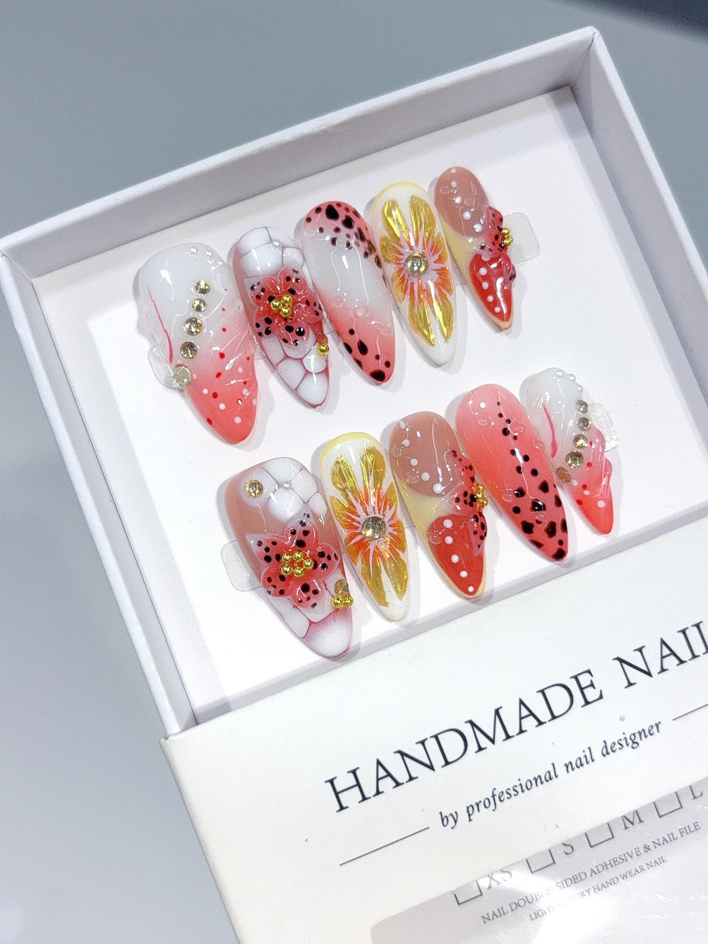 K047 - Medium Coral Multicolor Oval Polka Dot Floral - view 3