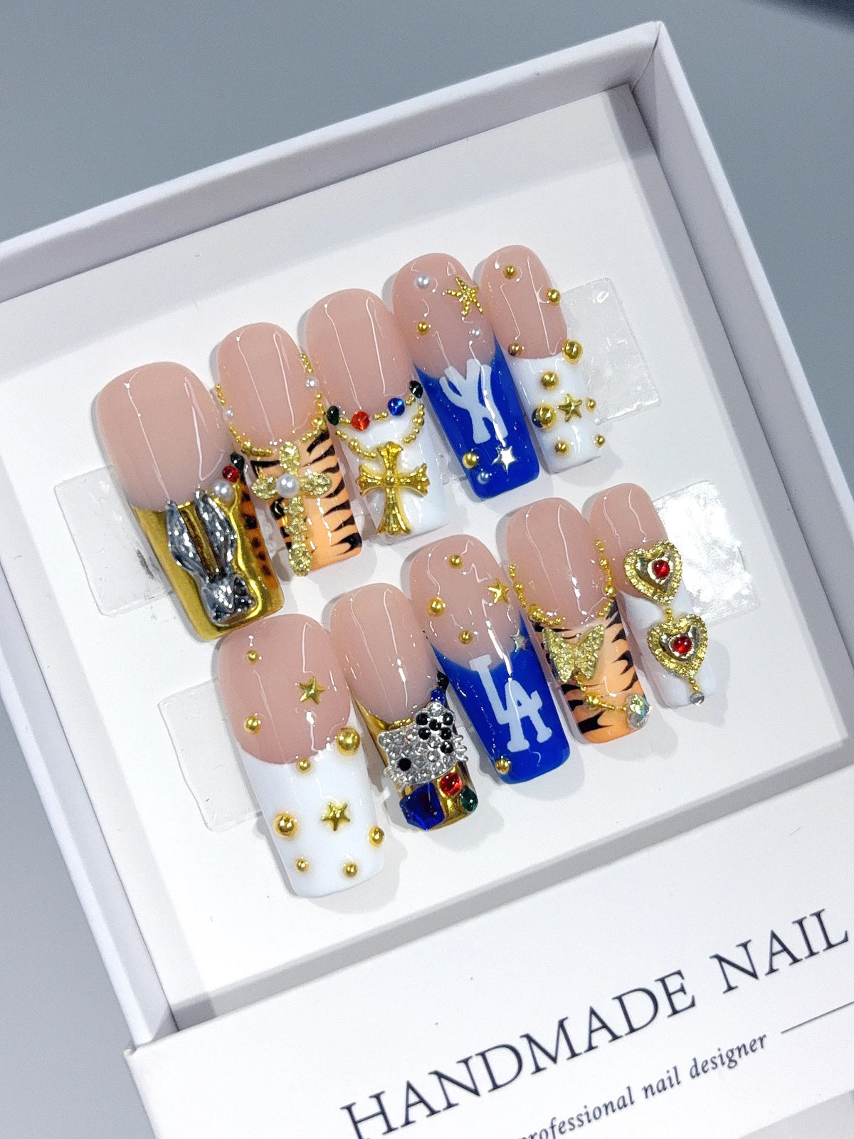 L317 - Medium Long Multicolor Square French Tip Letter Charms - view 3