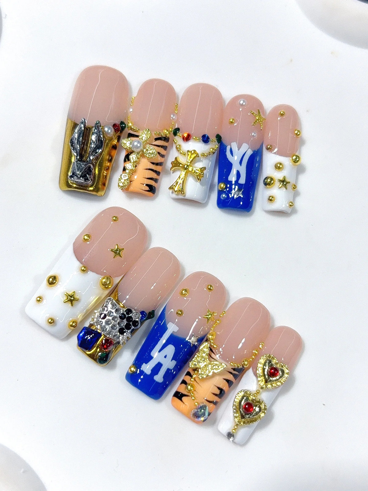 L317 - Medium Long Multicolor Square French Tip Letter Charms - view 5