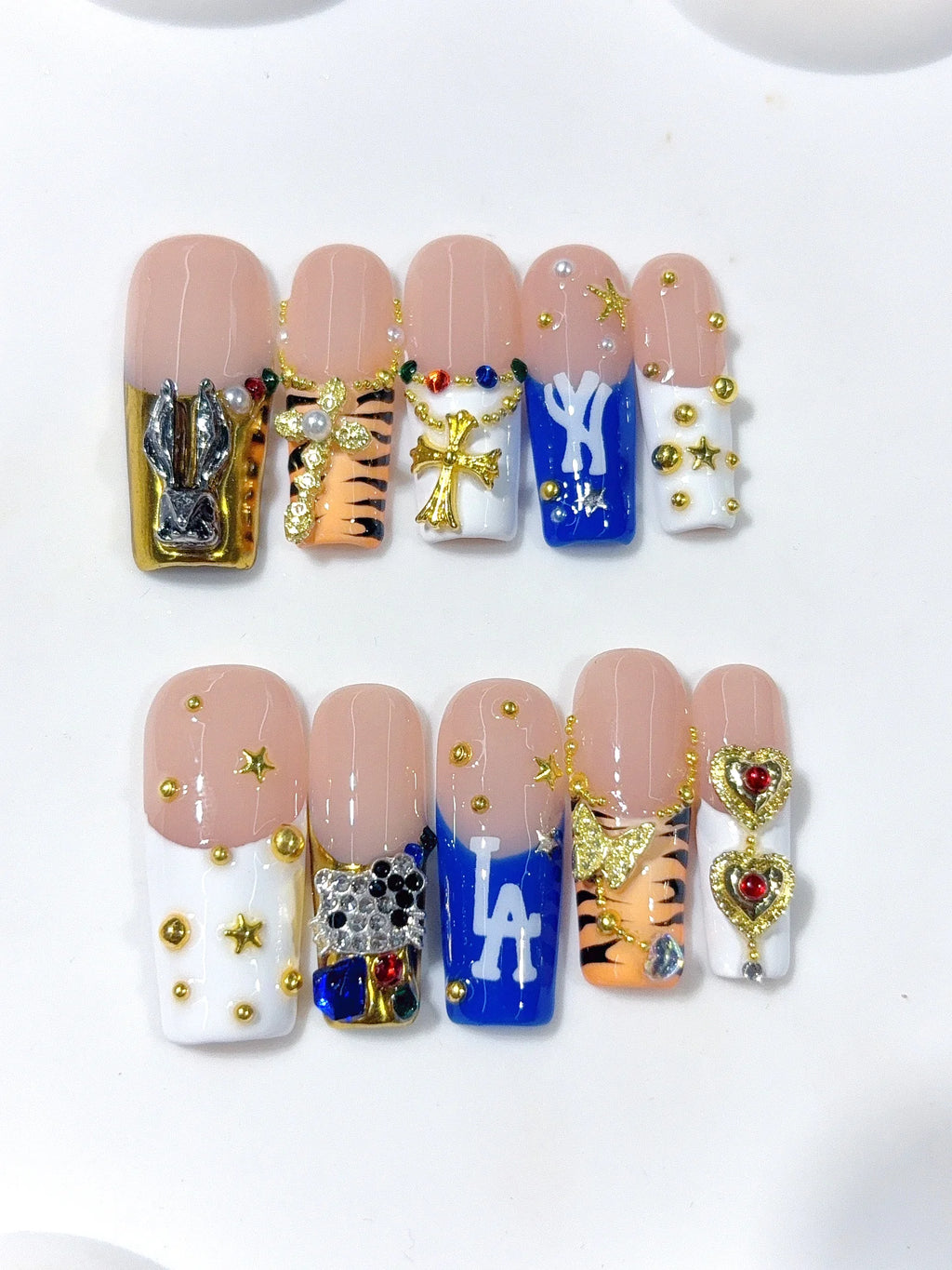 L317 - Medium Long Multicolor Square French Tip Letter Charms - view 7