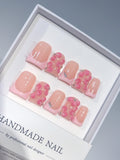 L323 - Short Nude Pink Duck French Tip 3D Swirls - view 1