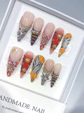 L325 - Long Multicolor Stiletto Animal Print Cross Charms - view 1